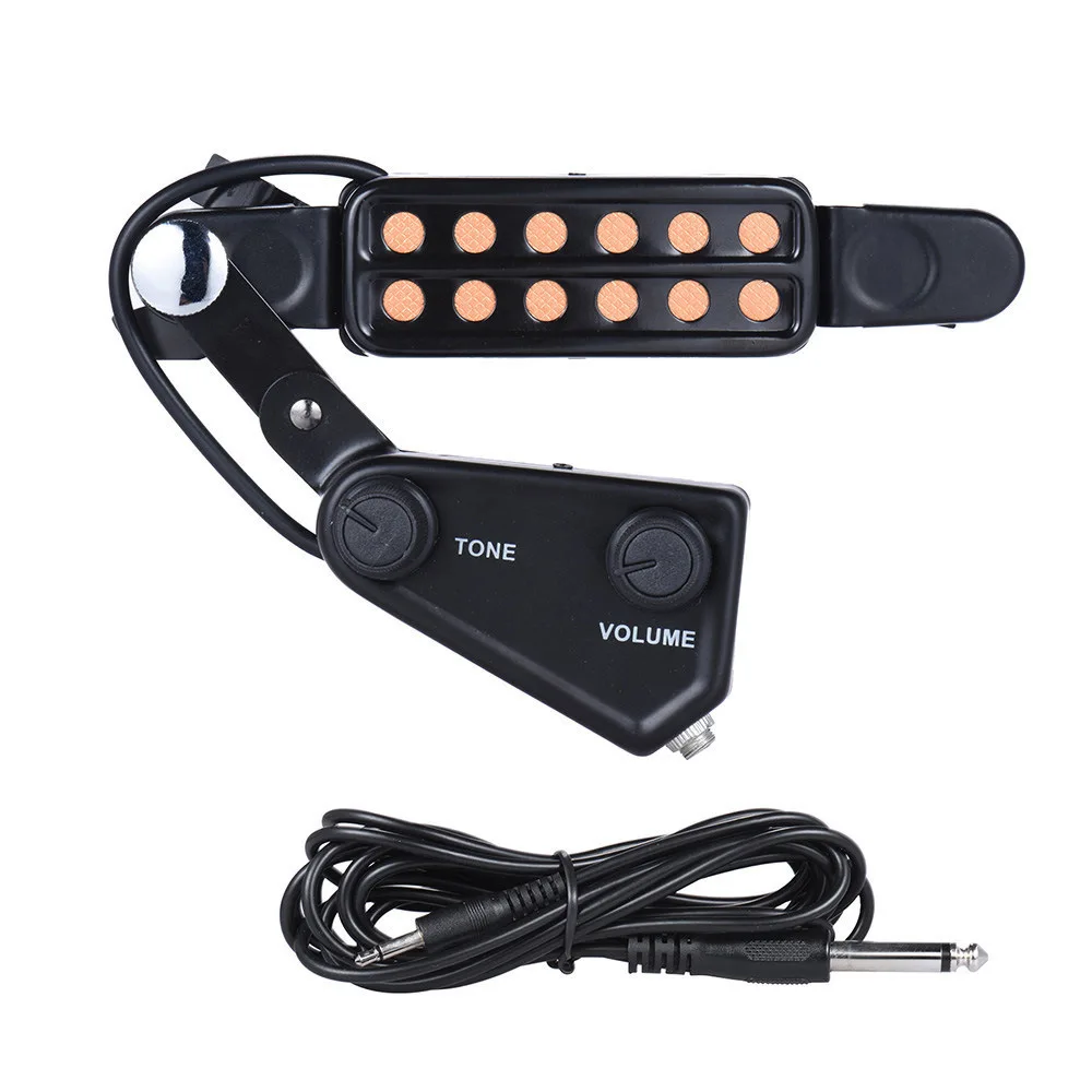 Micro portable à clipser pour guitare folk, conception à 12 trous, transducteur de son réglable en volume et en tonalité pour performance sur guitare acoustique