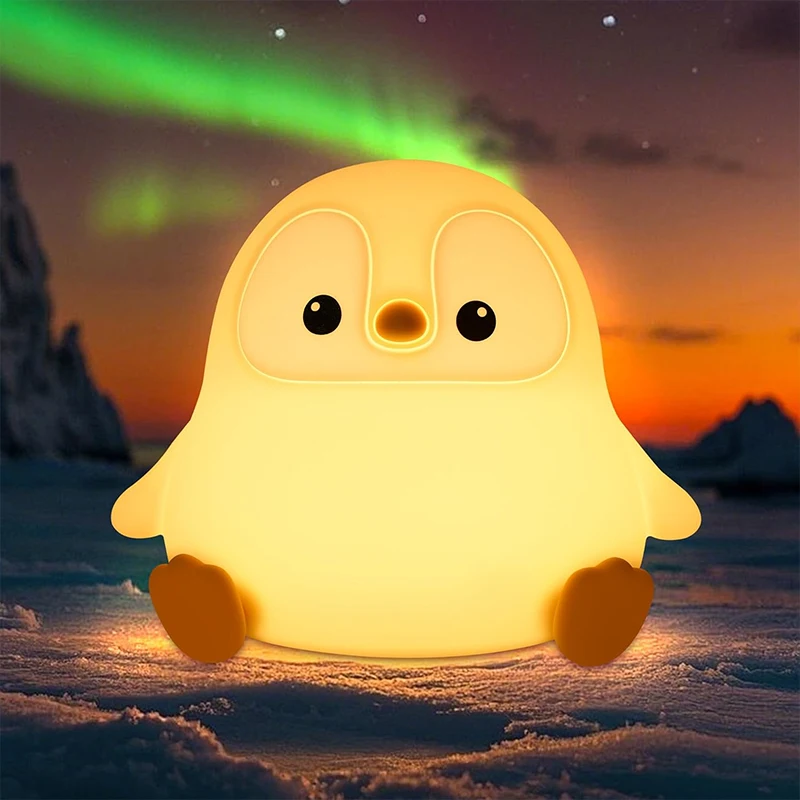Cute Penguin Night Light,LED Squishy Novelty Lamp,2 Levels Dimmable Nursery Bedroom Nightlight for Kids, Dorm Decor