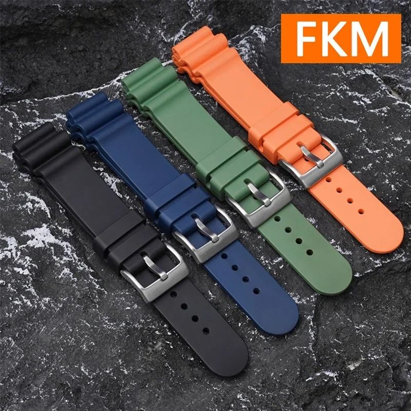 

Ремешок из фторкаучука FKM 20 мм 22 мм, мужской спортивный браслет для дайвинга, аксессуары для Seiko Turtle Prospex Water Ghost, ремешок для часов