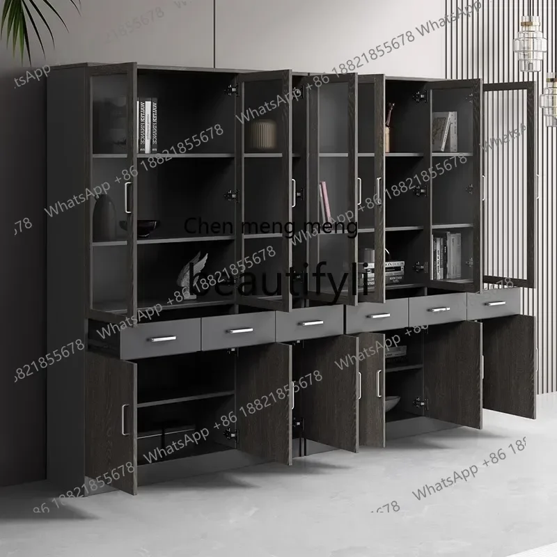 cn8617 ss File Materials Wooden Archive Storage Cabinet Office Organizer Background Bookshelf Combination Office Cabinet