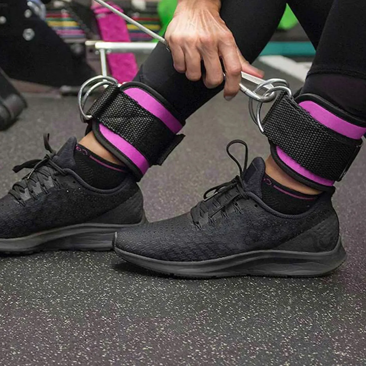 2Pcs Ankle Straps Adjustable D-Ring Ankle Cuffs for Gym Workouts Leg Exercises Cable Machines Fitness Training Waterproof Bag
