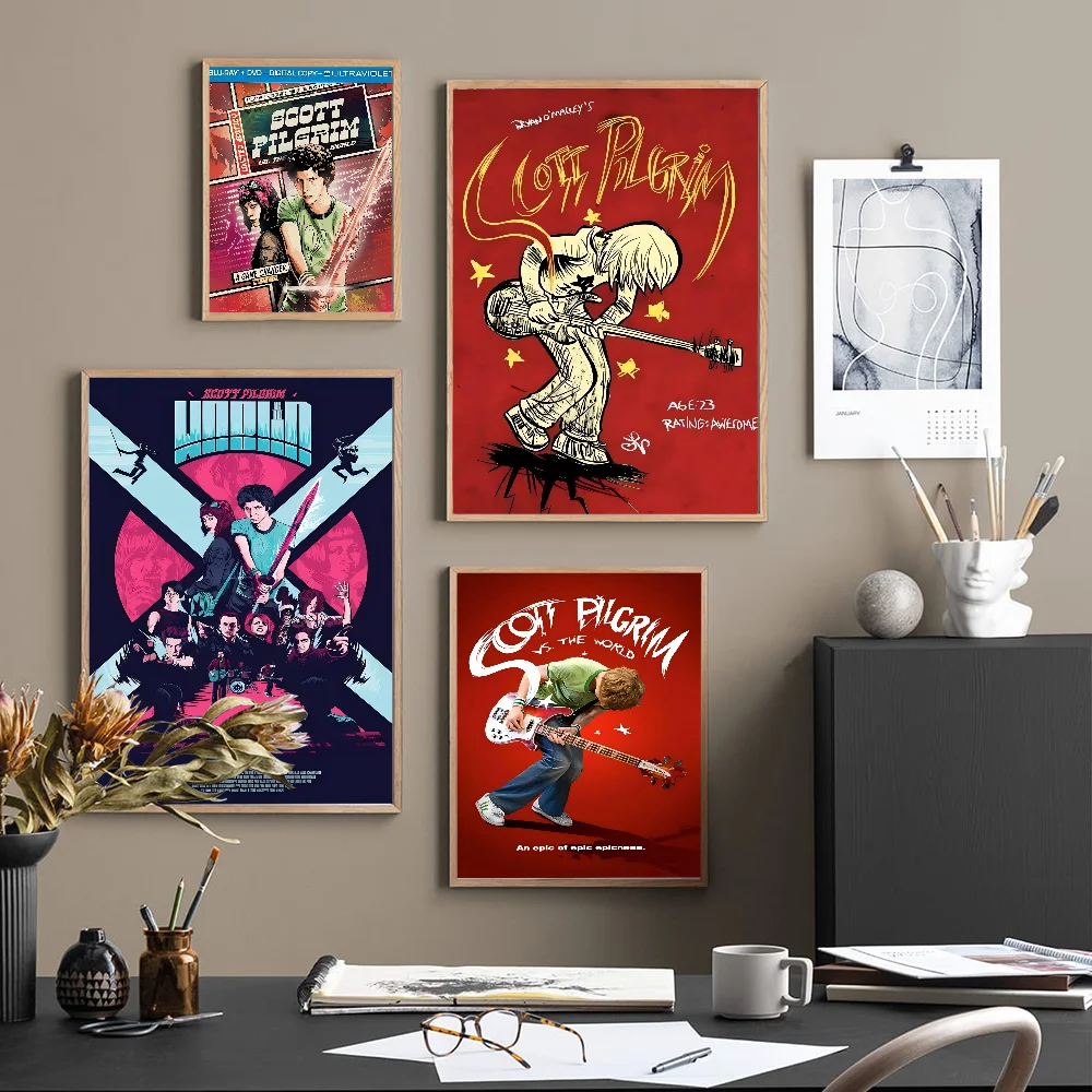 Movie Scott Pilgrim Vs. The World Anime Posters Sticky Whitepaper Prints Posters Artwork Kawaii Room Decor