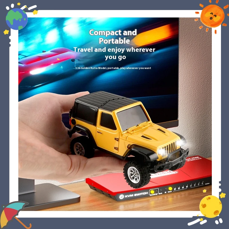 

Mini Desktop RC Climbing Car 1/36 Scale Electric Remote Control Light Car Model Toy for Boys Gift 2.4G Full Scale Playable