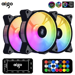 AIGO AR12 120 مم حالة كمبيوتر مروحة مبدد حراري RGB غرفة تبريد Aura Sync SATA Port 12 سم مبرد ARGB وحدة تحكم تبريد مروحة صامتة أفضل 6 مراوح Aigo Darkflash مبيعا - رقم 2