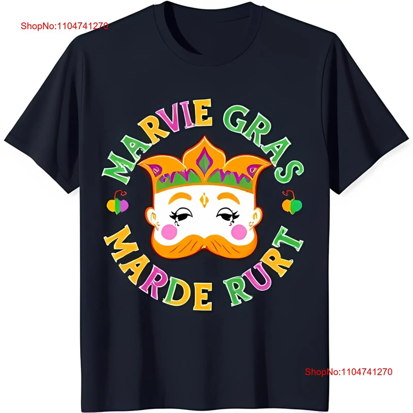 Уникальная черная футболка с красочным дизайном King Face Marvie Gras, хлопковая винтажная стираная уличная одежда унисекс, дышащая повседневная одежда