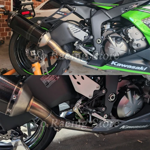 Imagen 2 del producto Silenciador de escape para motocicleta, tubo de enlace medio de acero inoxidable, antideslizante para Kawasaki ZX6R ZX 6R ZX-6R Ninja 636 2009 - 2020 años