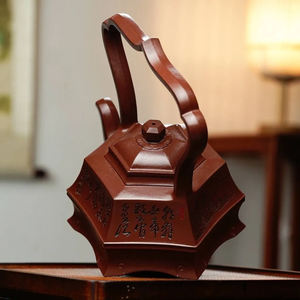 Bafang lifting beam set pot, one pot of four cups of raw ore bottom groove, pure hand-carved heavy utensils