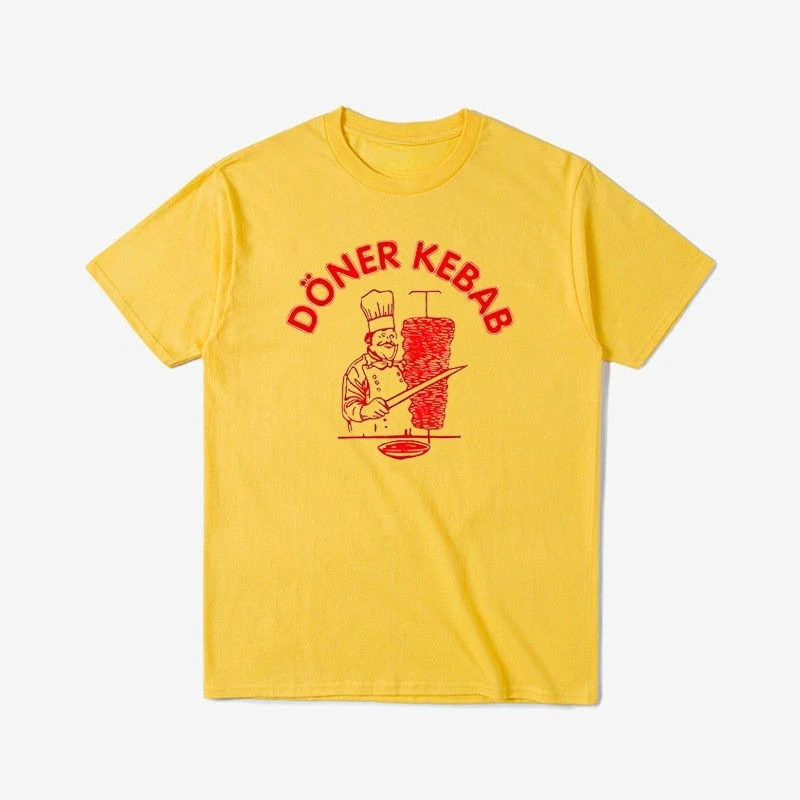 

Turkish Barbecue Printed Round-neck Cotton T-shirt Available in Multiple Colors Loose Versatile Suitable for Both Men and Women