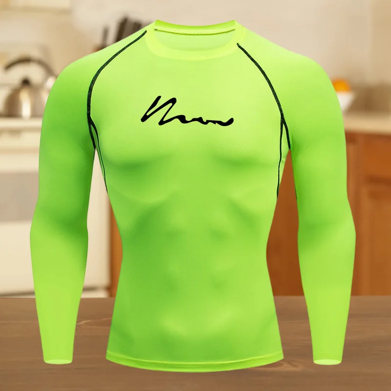 تي شيرت مضغوط للياقة البدنية والجري والرياضة للرجال سريع الجفاف وجيد التهوية وأكمام قصيرة من القماش القابل للتمدد للتدريبات الصيفية #2