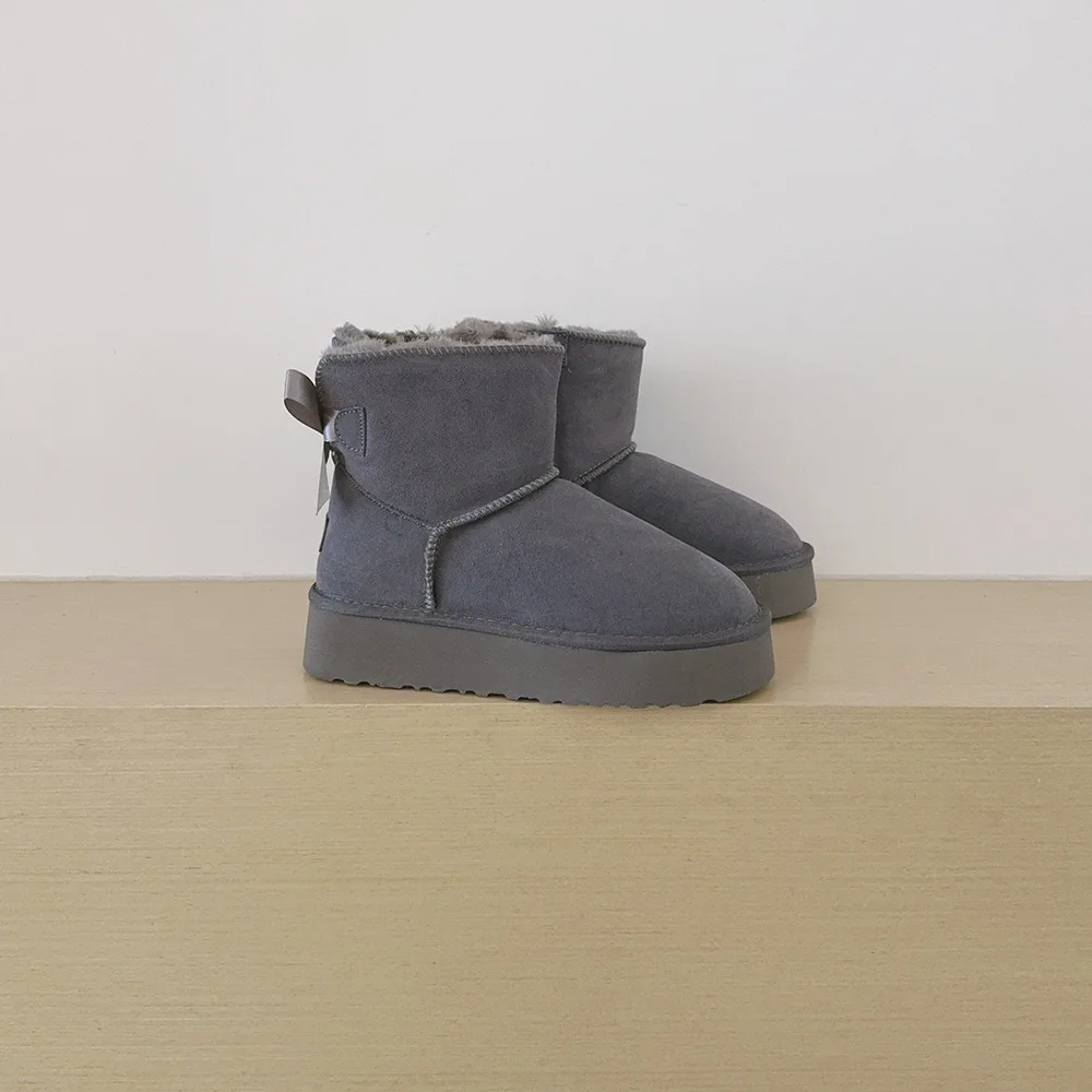 2026 Plateau-Schneestiefel für Damen in Übergrößen, mit dickem Fleece, dicken Baumwollschuhen und Banddekorationen, Damen-Baumwollstiefel – Detail 9