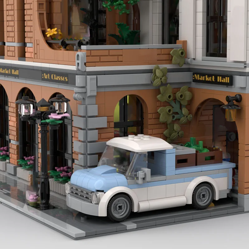 ตัวต่อ MOC-243145 อาคารตลาด บ้าน ตัวต่อขนาดเล็ก ชุดประกอบโมเดลอาคาร ซีรีส์สถาปัตยกรรมทิวทัศน์เมือง ของเล่น 3460 ชิ้น