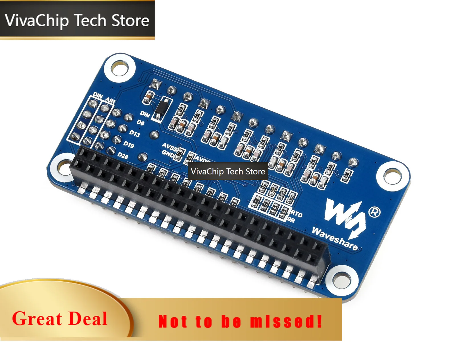VivaChip TechWaveshare High-Precision AD HAT For Raspberry Pi and Jetson Nano, ADS1263 10-Ch 32-Bit ADC