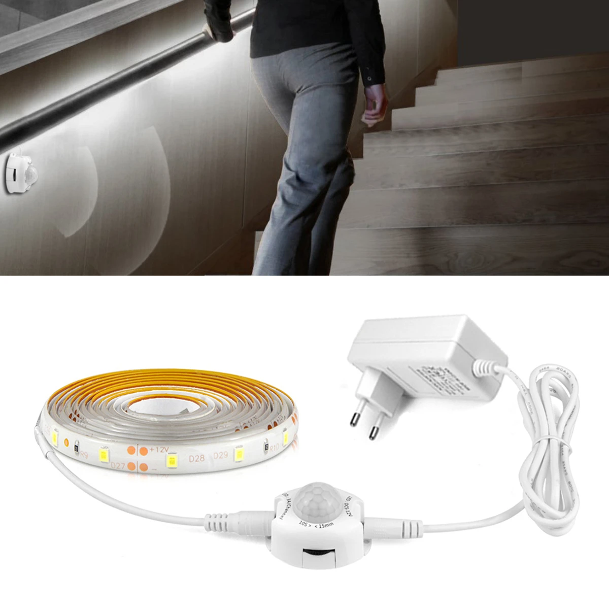 

1-5M Led Light Strip PIR Motion Sensor Induction Led Strip 60leds/m 2835SMD Under Bed Lamp For Closet Wardrobe Cabinet Stairs