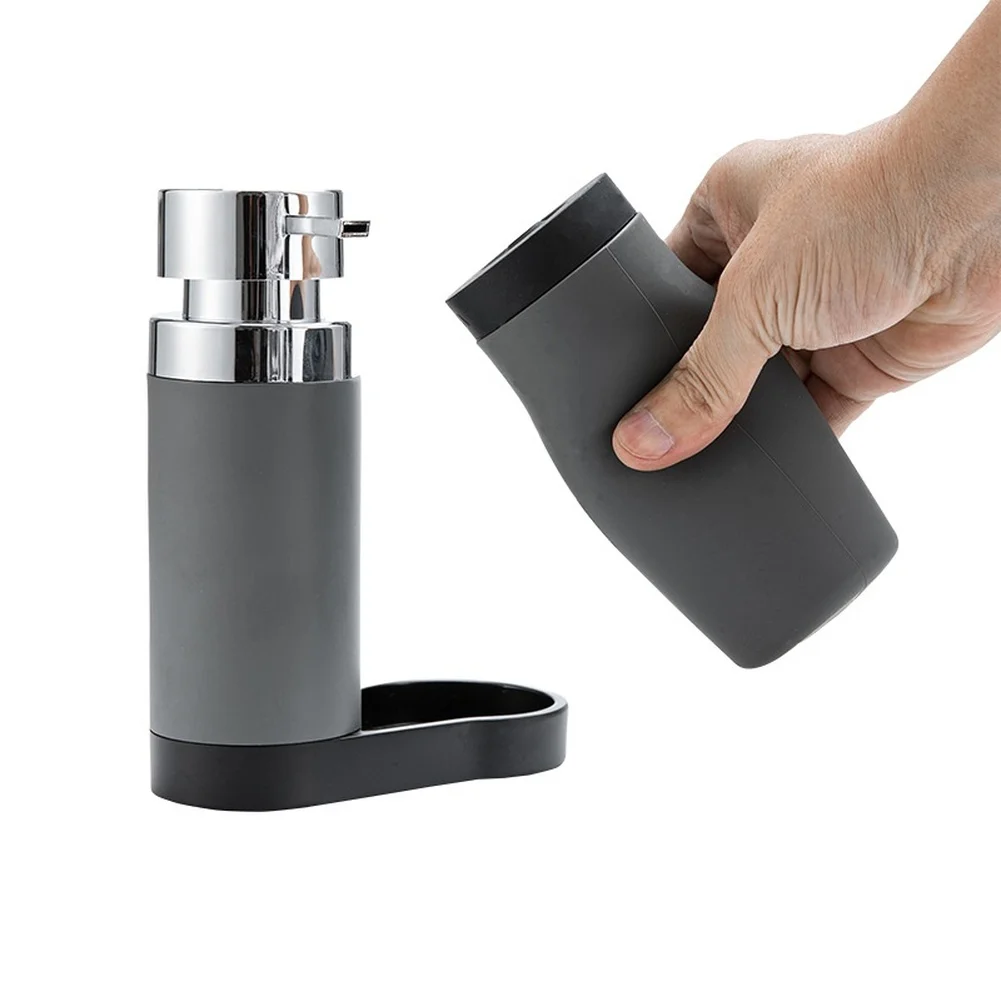 Minimalist Frosted Soap Dispenser with Hand Press Mechanism Compatible with Kitchen and Bathroom Countertop Layouts