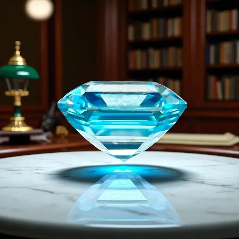 

Aquamarine Color Lab Grown Sapphire Asscher Shape DIY Ring Necklace Earrings Main Materials Extremely Shiny Quality Certificate