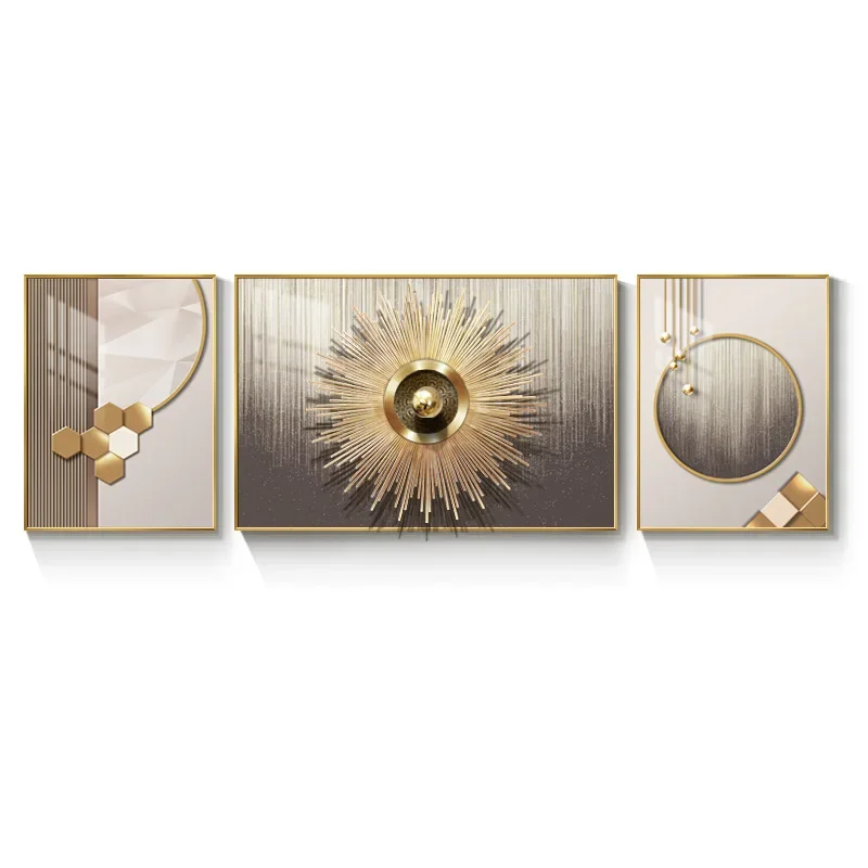 Sunflower 3D three-dimensional triptych living room modern simplicity high sense atmosphere sofa background wall decorative
