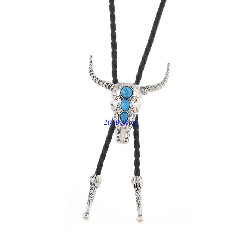 ربطة عنق بولو F3MF للجنسين على طراز Herdsman مع قلادة معدنية متينة وحزام بولي يوريثان مرن #5