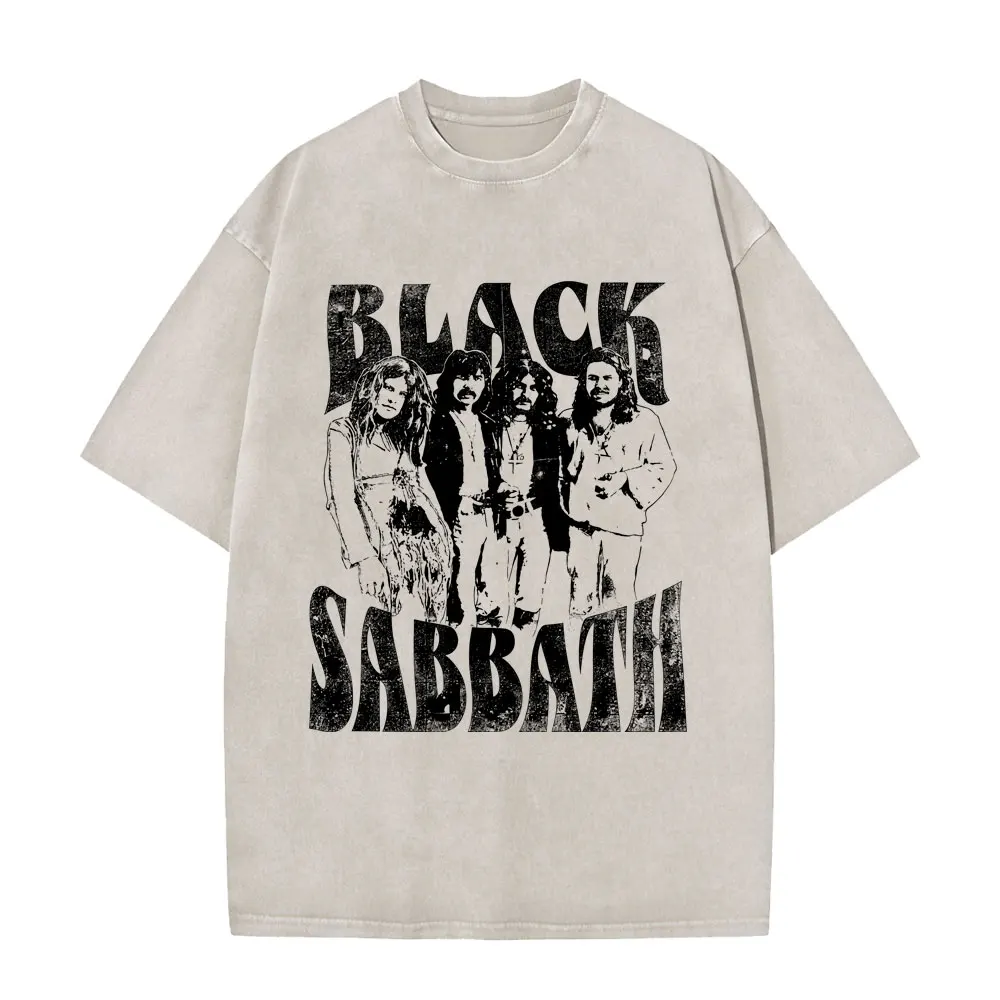 

Washed Vintage Heavy Metal Rock Band Black Sabbath Graphic T-shirt Men Women Retro Gothic Oversized T Shirt Male Punk Streetwear