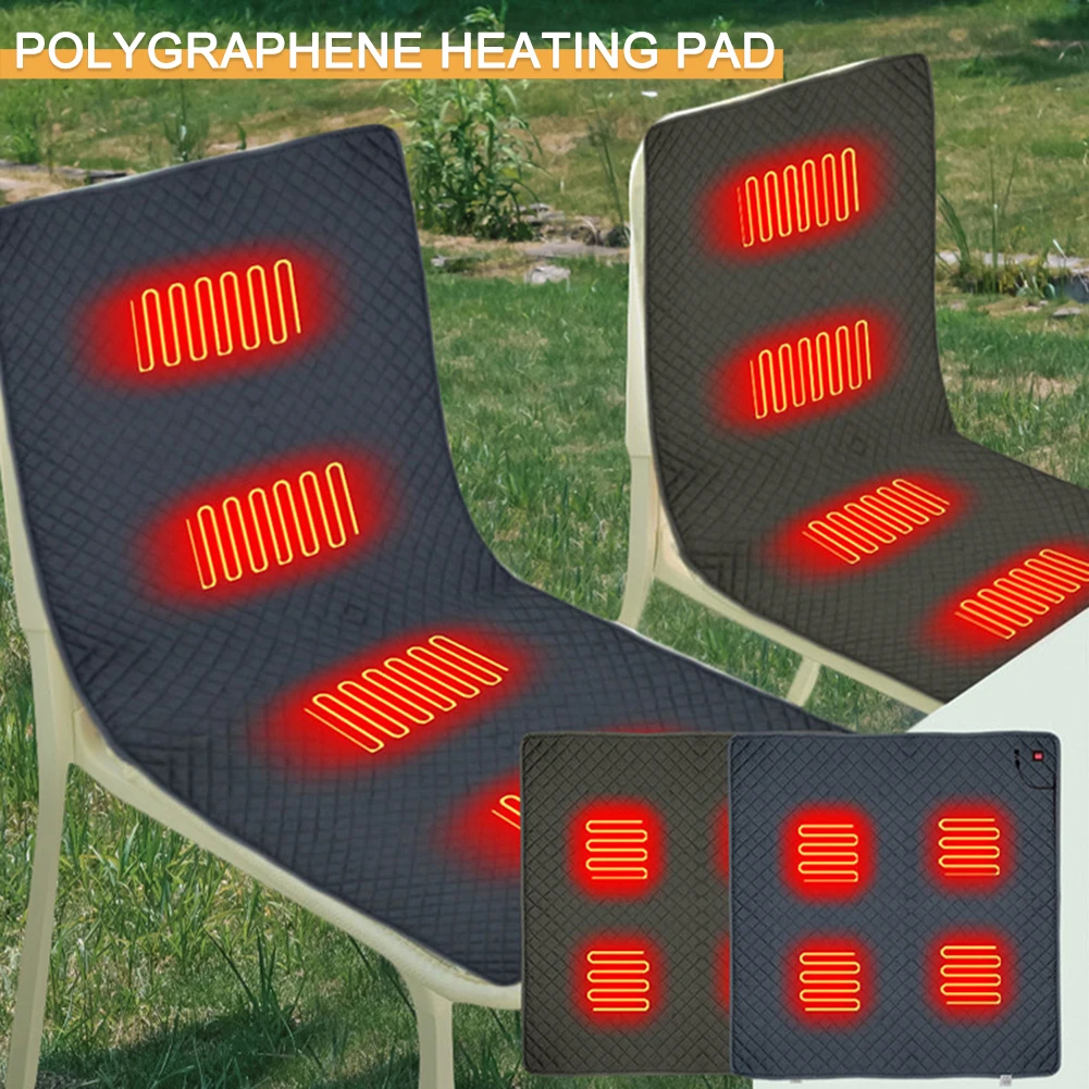 Electric Heating Pad 4 Heated Areas Chair Cushion Cold Resistant 3-Level Temperature for Outdoor Camping Heated Electric Mat