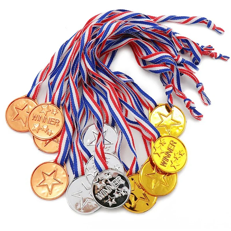 Model Oscar Statuette Toy Children's plastic medals, gold, silver, and copper medals Children's  Mini Trophies Reward toys