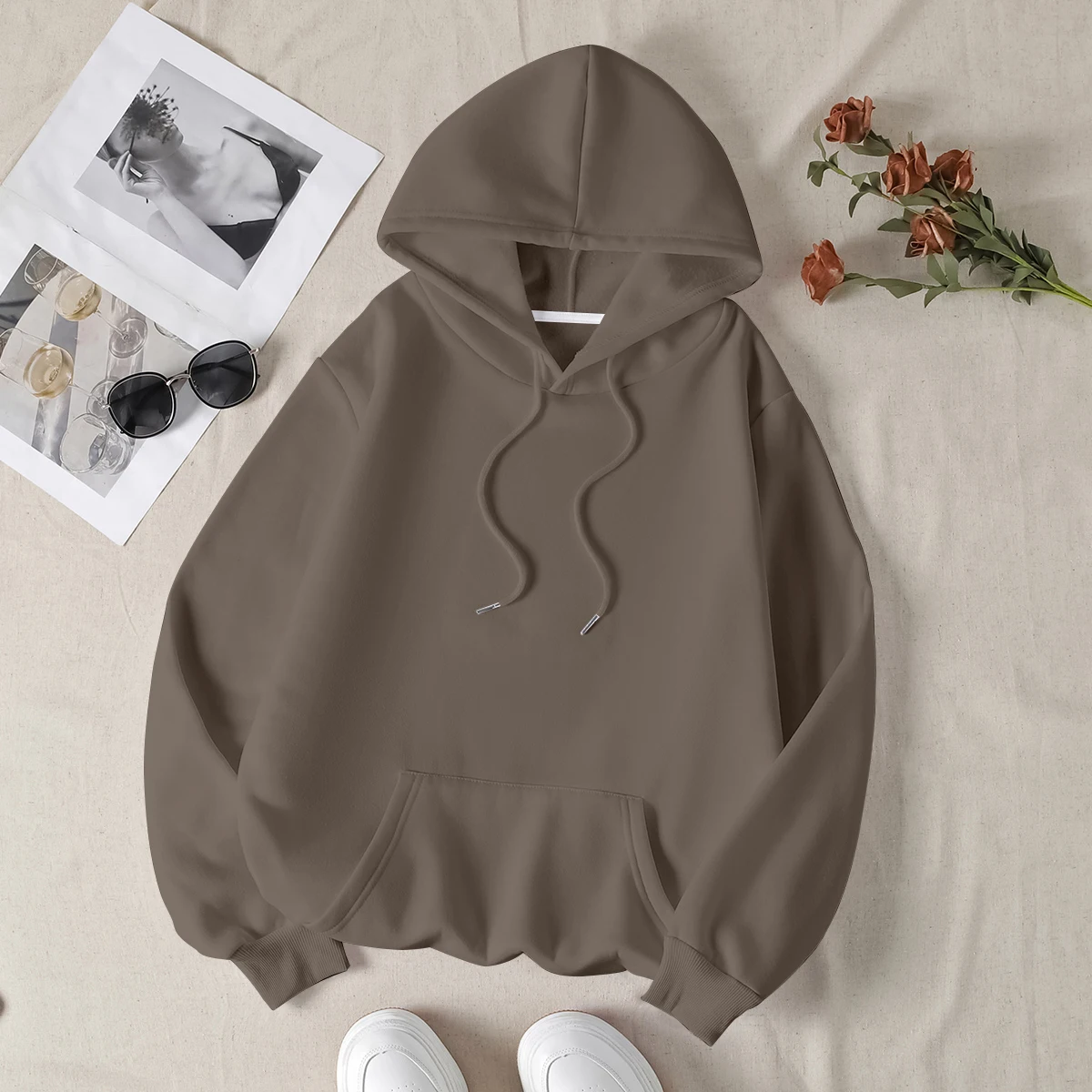 Cute Bear print hoodie for women High Street Vintage Hip Hop Young women Clothing Loose sweatshirt clothes Y2K hoodie