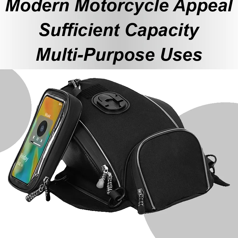 Tank Bag Phone Pouch Motorcycles Magnetic Tank Bag Touch Screen Phone Pouch Heavy Duty Large Capacity Power Sports Accessories