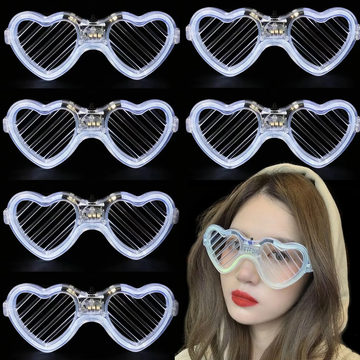 

10/50/100Pcs LED Glasses Heart Shaped Light Up Sunglasses Glow In The Dark Glow Neon Party Favor for Kids Adults Party Supplies