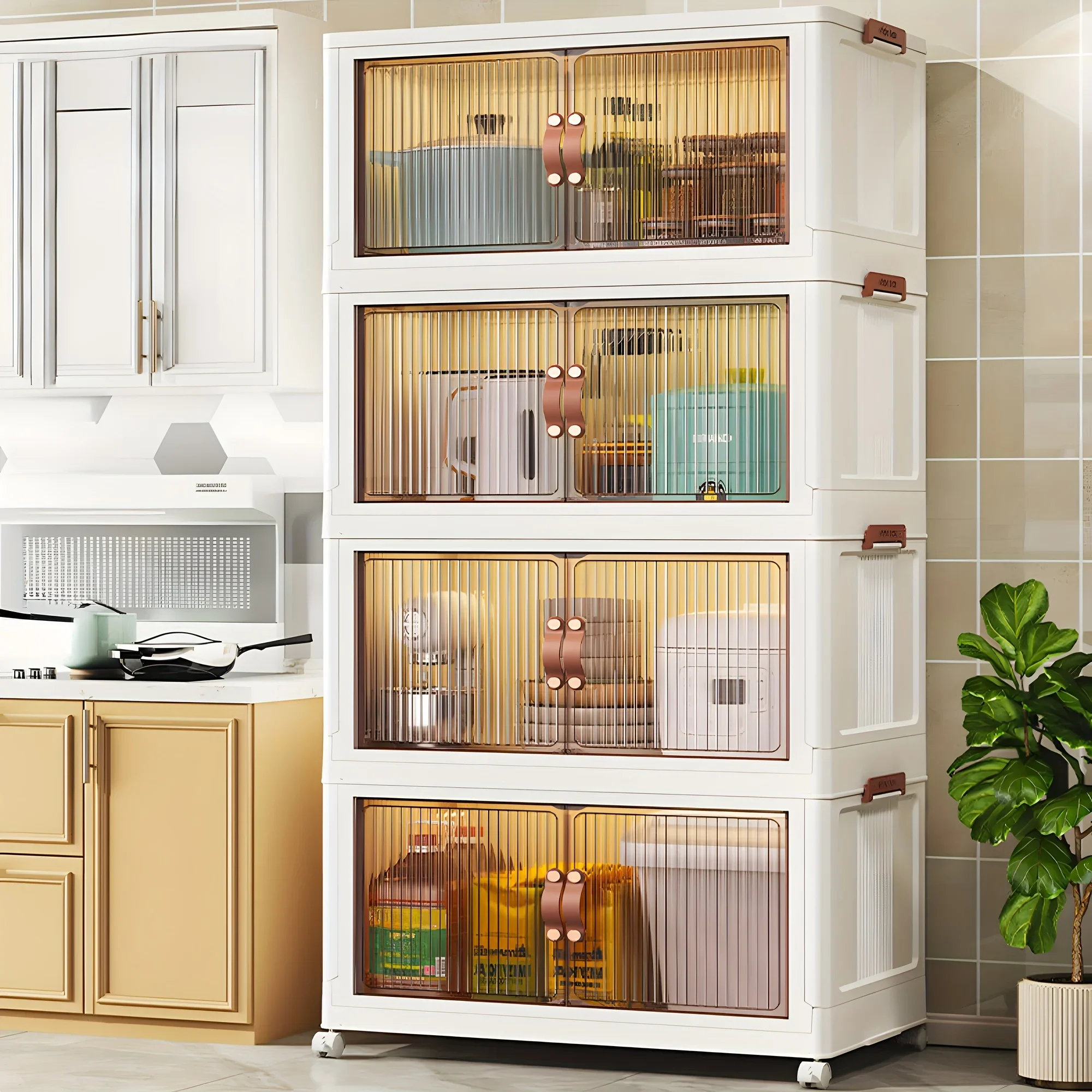 1pc Multi-Tiered Storage Rack - Space-Saving 5-Layer Cabinet for Organizing Kitchen,Versatile, Easy-to-Assemble Storage Solution