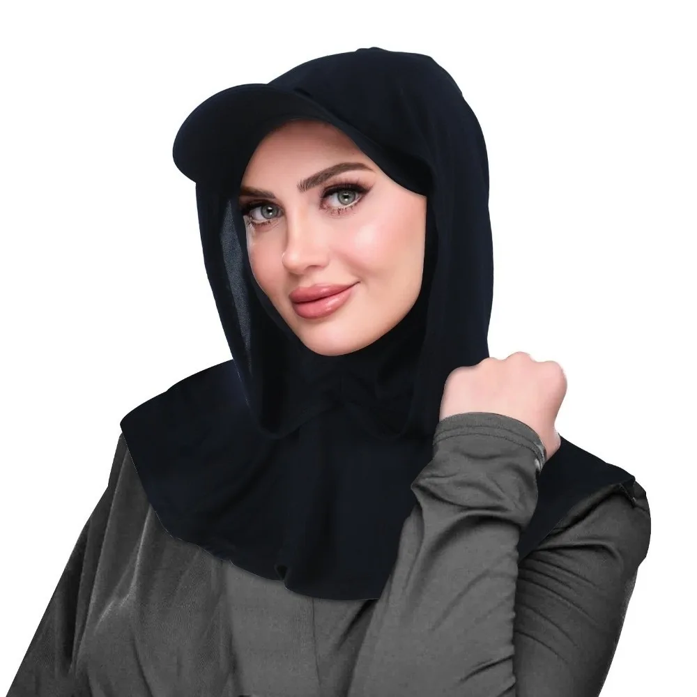 Sun Protection Sun Hat with Hood Wide Brim Solid Color Neck Shade Cap Neck Protection UV Resistant Hijab Baseball Cap
