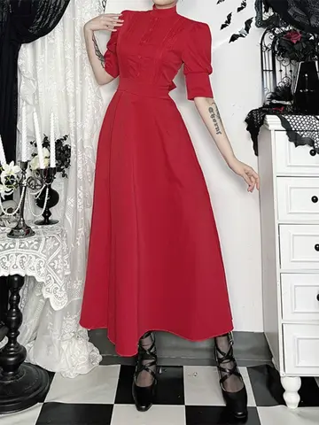 10 best sales röd goth-klänning - №1