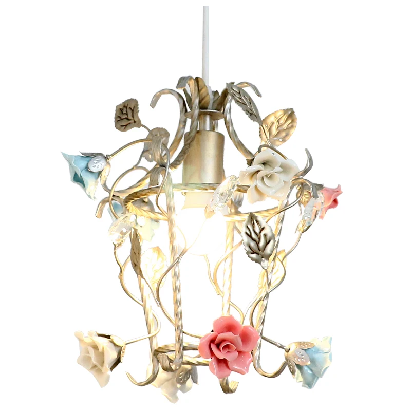 

Pastoral small chandelier cloakroom flower balcony restaurant bar princess style girl heart retro bedside lamp