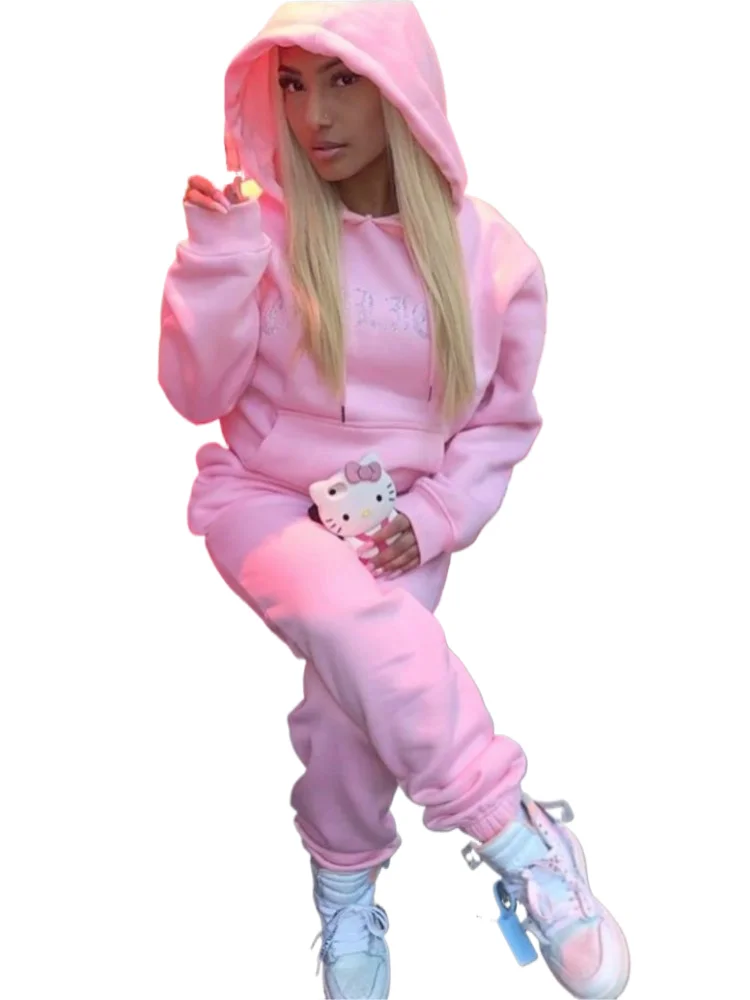 2025年春 スポーツカジュアル ツーピースセット レディース 新ファッション 長袖トップス＆ハイウエストワイドレッグパンツ スウェット上下セット