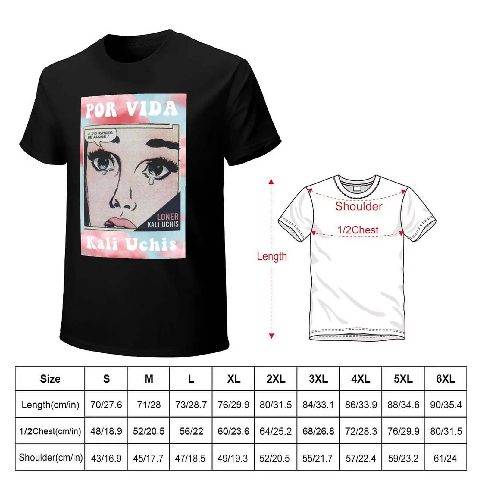 kali uchis poster por vida album cover T-Shirt custom t shirt vintage anime shirt graphics men workout shirt