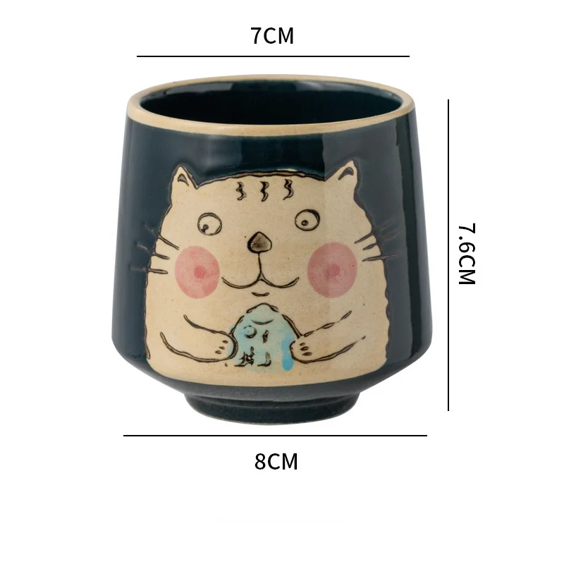 Japanese Style Ceramic Tea Cup Cartoon Animal Cat & Fish Shapes Espresso Coffee Mug Porcelain Water Teacup for Home Garden