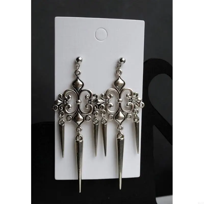 91AF Cool Pointed Tip Ear Pendants Gothic Spiked Earrings Dangle for Statement Look