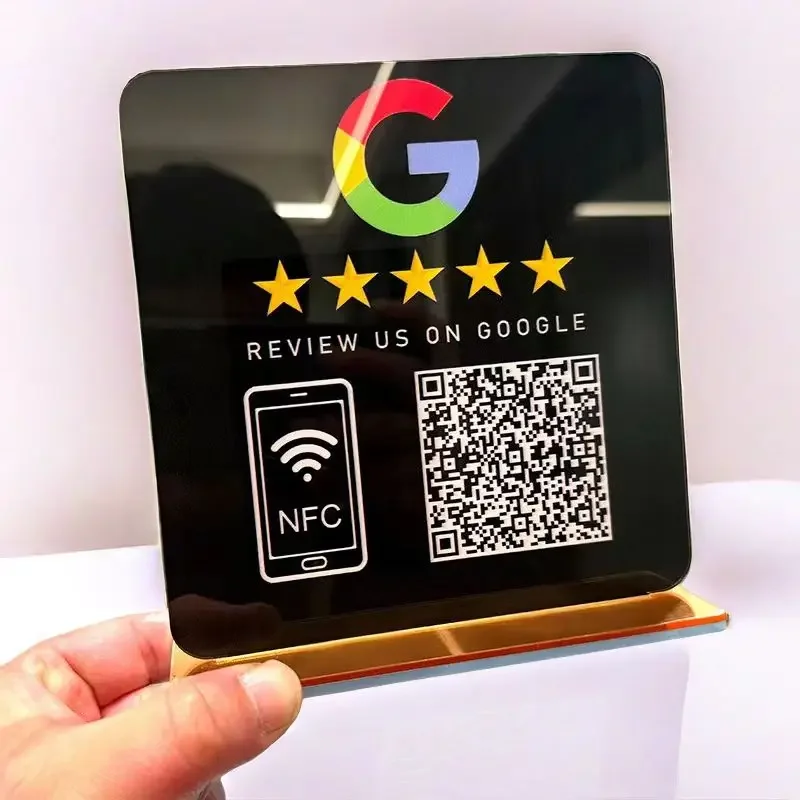 Review Us on Google Custom Google Review Sign With NFC Beauty Salon Business Decor Acrylic Google Review QR Code Sign