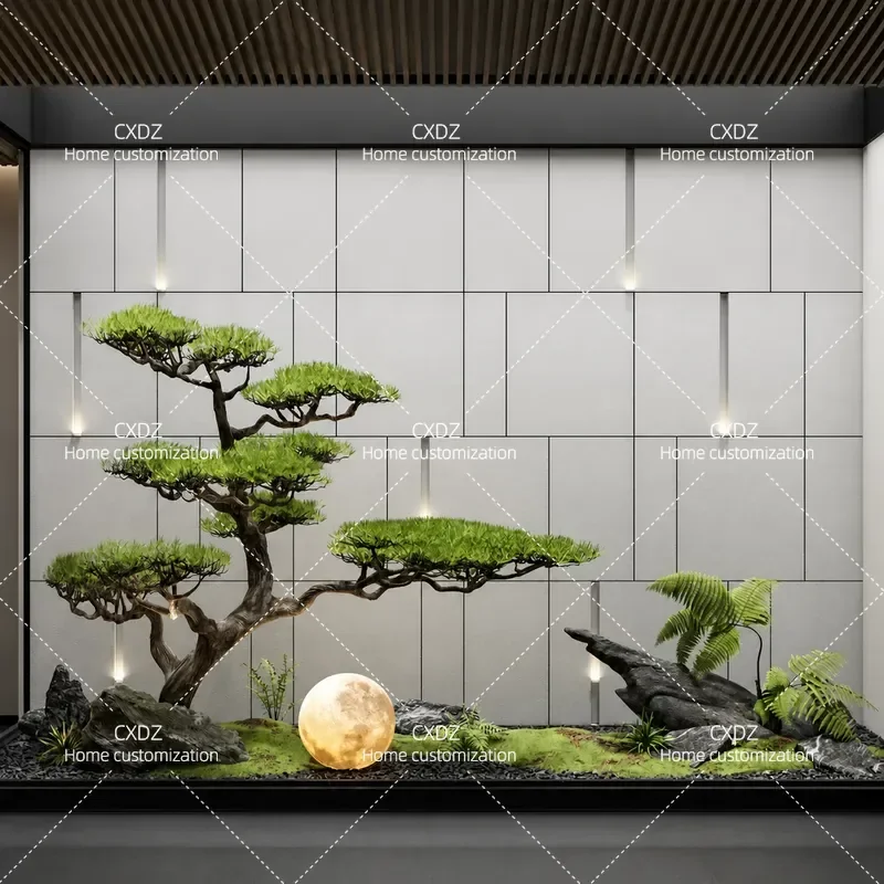 Simulation Welcome Pine False Tree Boutique Green Plants Under the Stairs Villa Patio Hotel Shopping Mall Lobby Interior