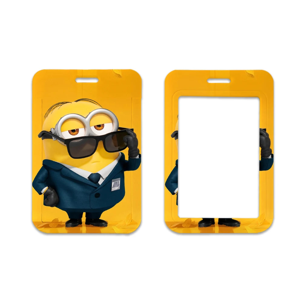 Minions de dibujos animados divertidos para niños, soporte de tarjeta de identificación de Material ABS, Cordón de cuello largo para tarjeta de autobús, soporte para estudiantes, venta al por mayor, reventa