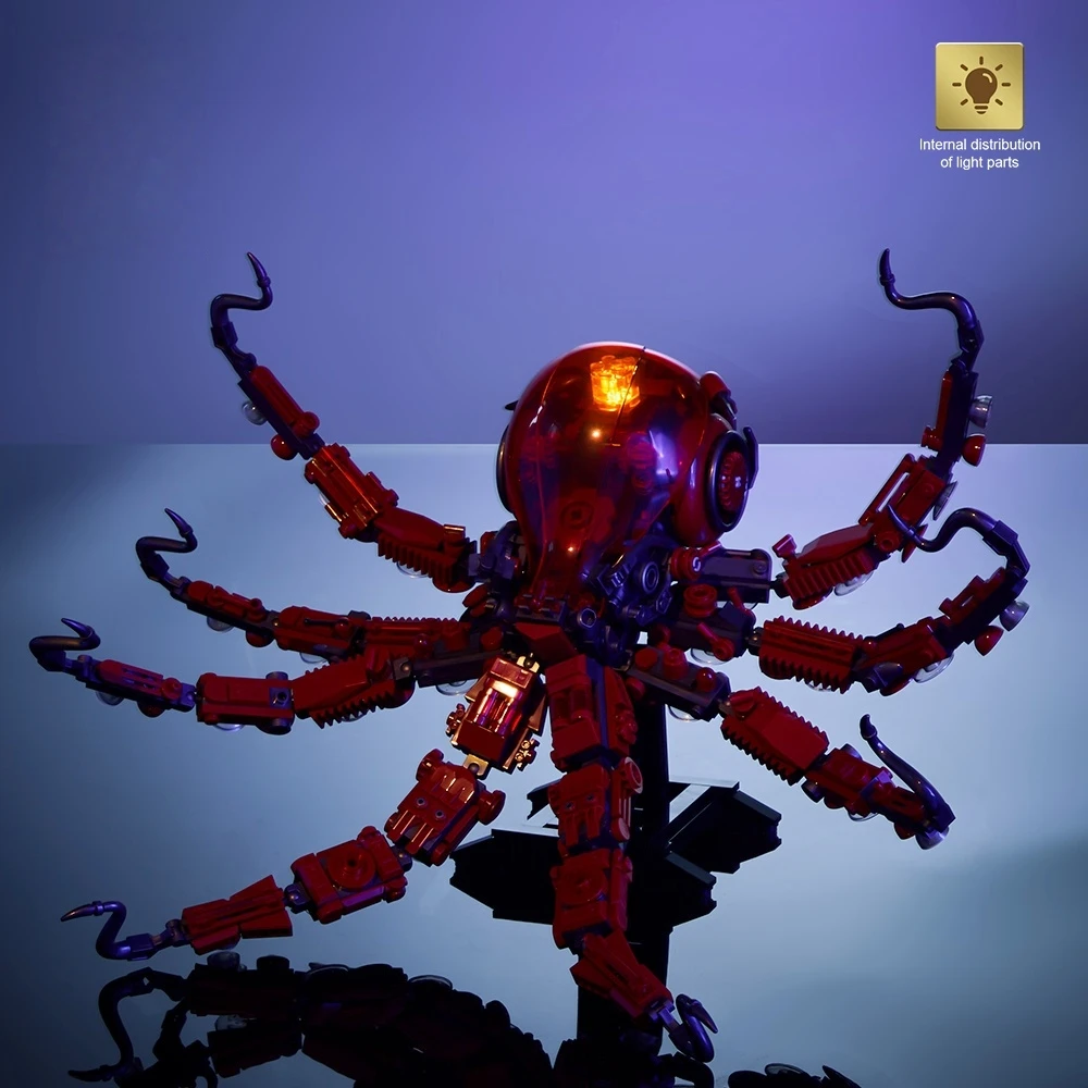 Kit de construção de modelo de polvo mecânico criativo, tijolos de construção educacionais, brinquedo para crianças e adultos, aprendizagem de haste