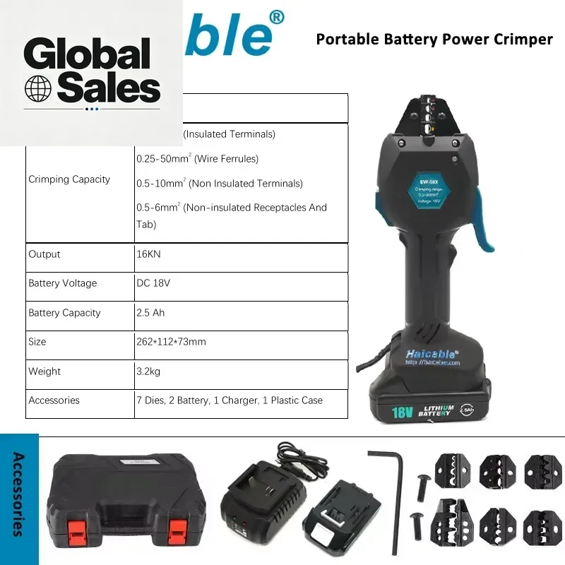 Designed for professional electricians and HVAC technicians, this battery-powered automatic crimping tool eliminates manual