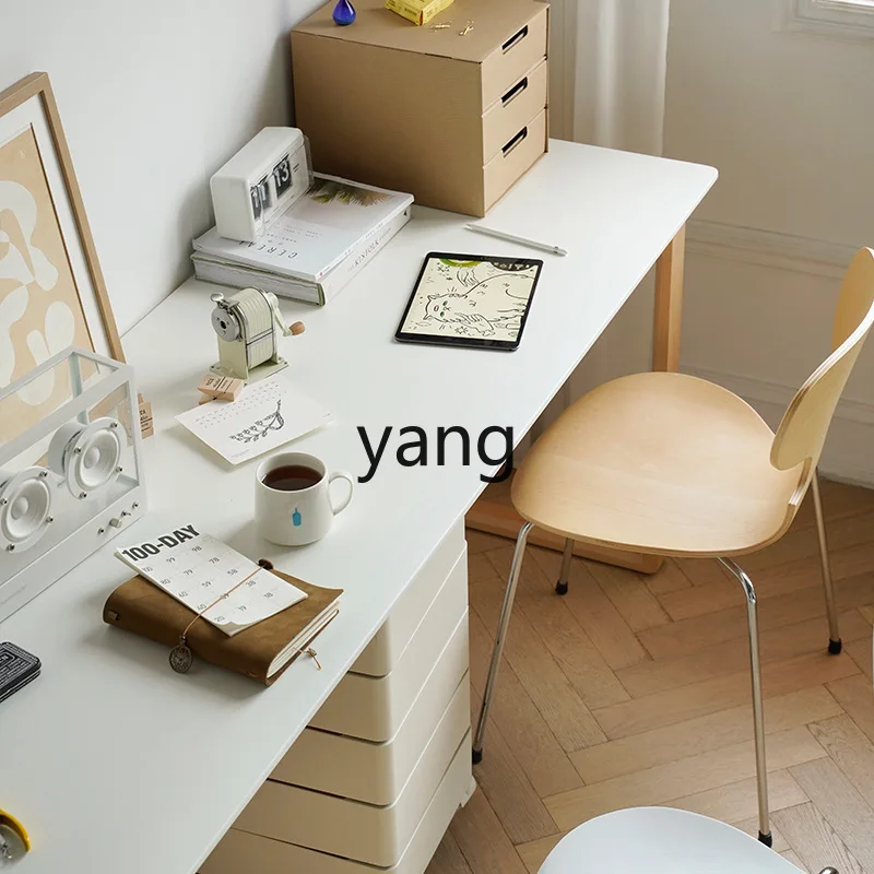 LMM very simple solid wood modern double small apartment household white learning computer desk