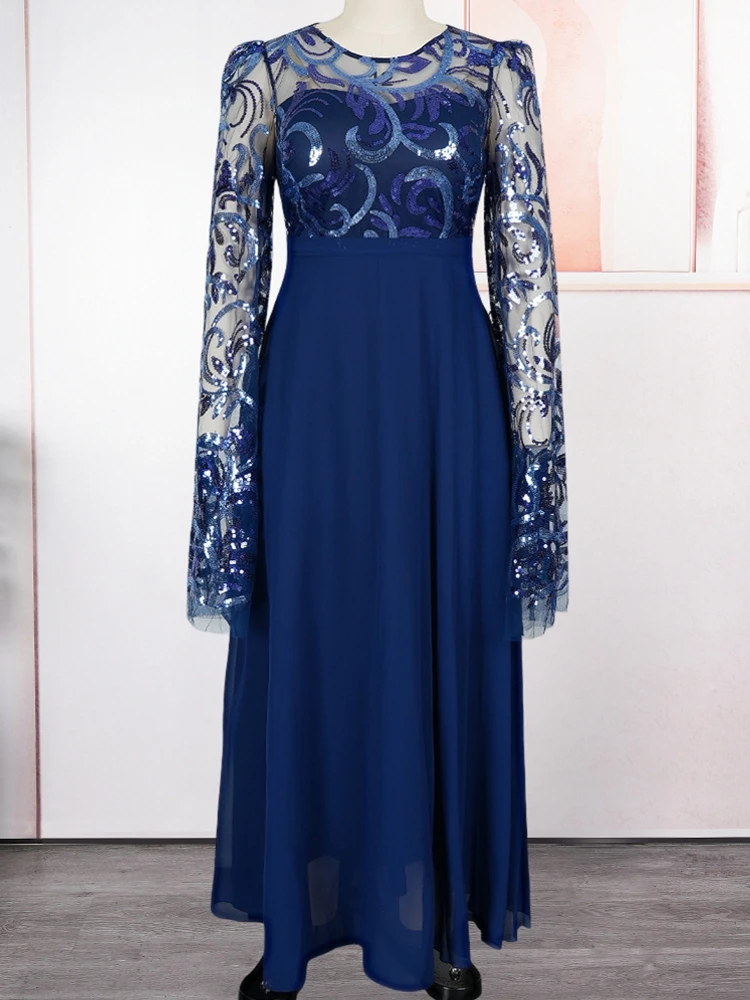 

Африканские свадебные платья больших размеров для женщин, Дашики, вечернее платье с длинными рукавами и блестками, элегантное мусульманское платье макси в Турции