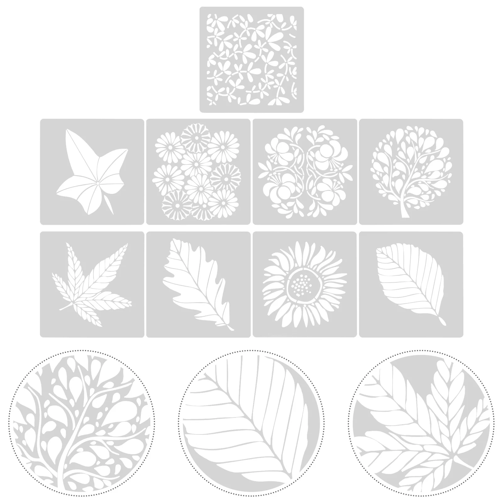 9 Pcs Floral Template Paint Stencils for Walls Decorative Painting Leaf Flower Washable Drawing Templates