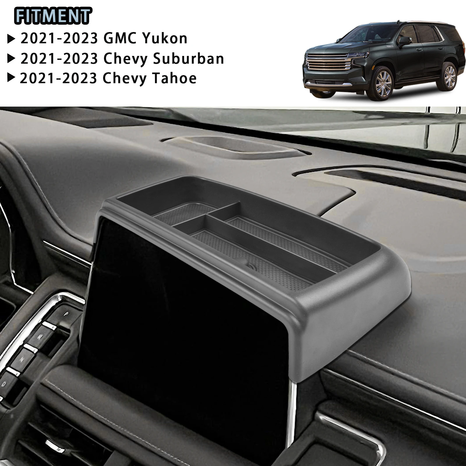 SixthSmoy Dash Storage Tray for GMC Yukon Chevy Tahoe Suburban 2021 2022 2023 2024 Interior Accessories Dashboard Insert Tray