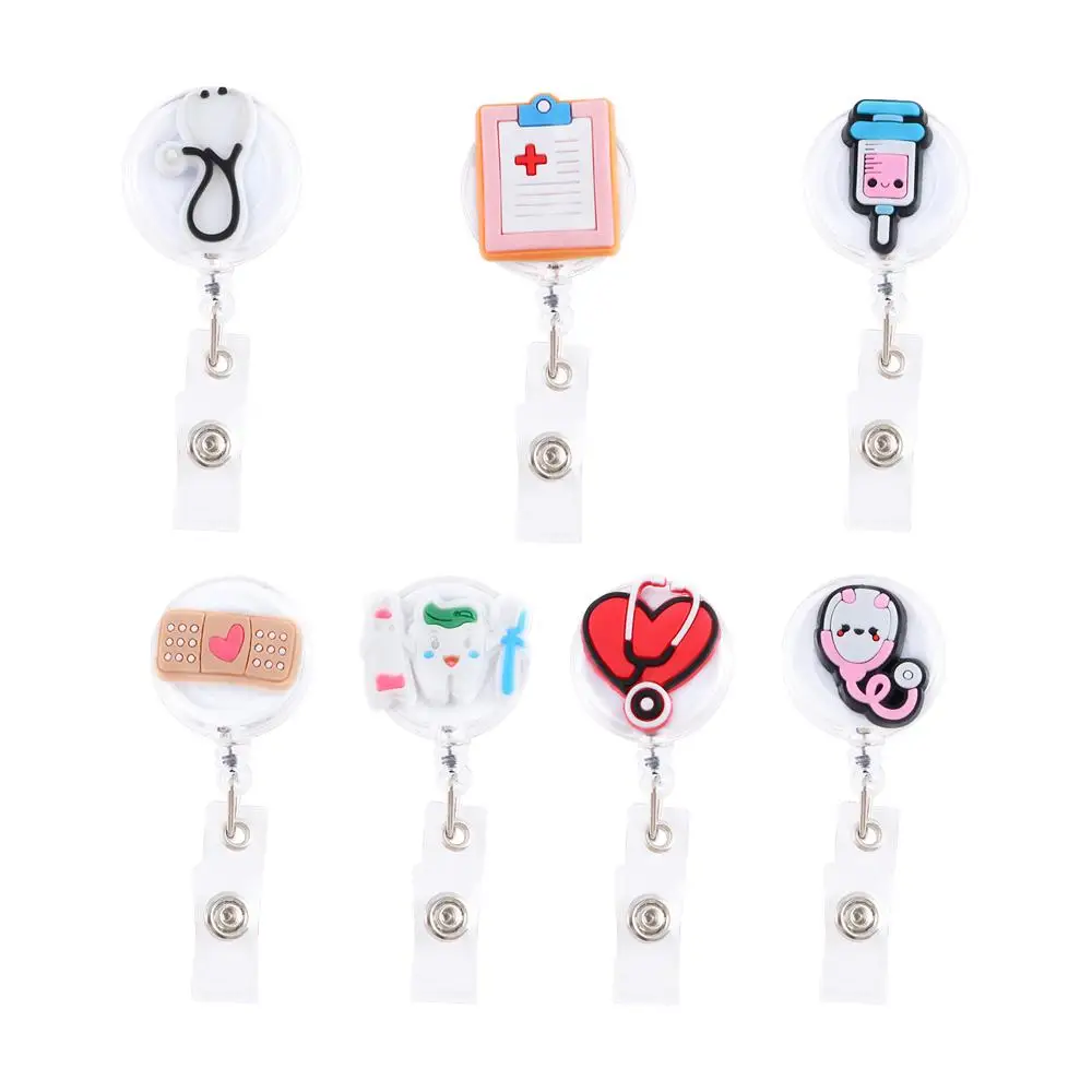 Students Card Chest Card Holder Nurse Doctor Hospital Badge Holder Retractable Badge Reel ID Card Clips Nurse Badge Holder