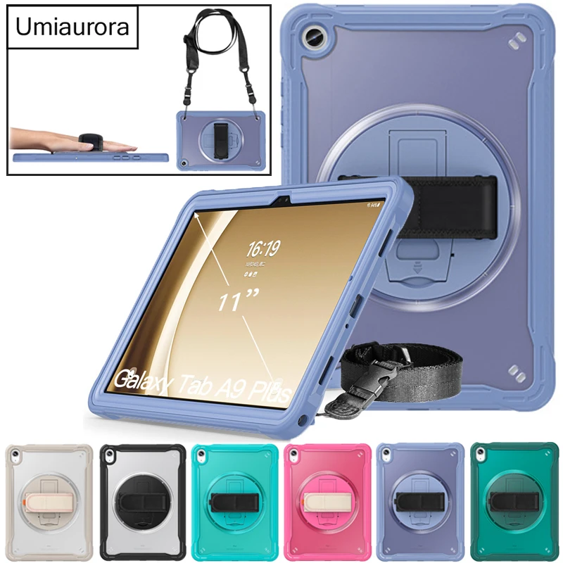 

For Samsung Tab A11 8.7" SM-X130 A9+ A11+ Plus 11 inch SM-X210 SM-X230 Hand Strap Stand Tablet Case Cover Shockproof Armor Funda