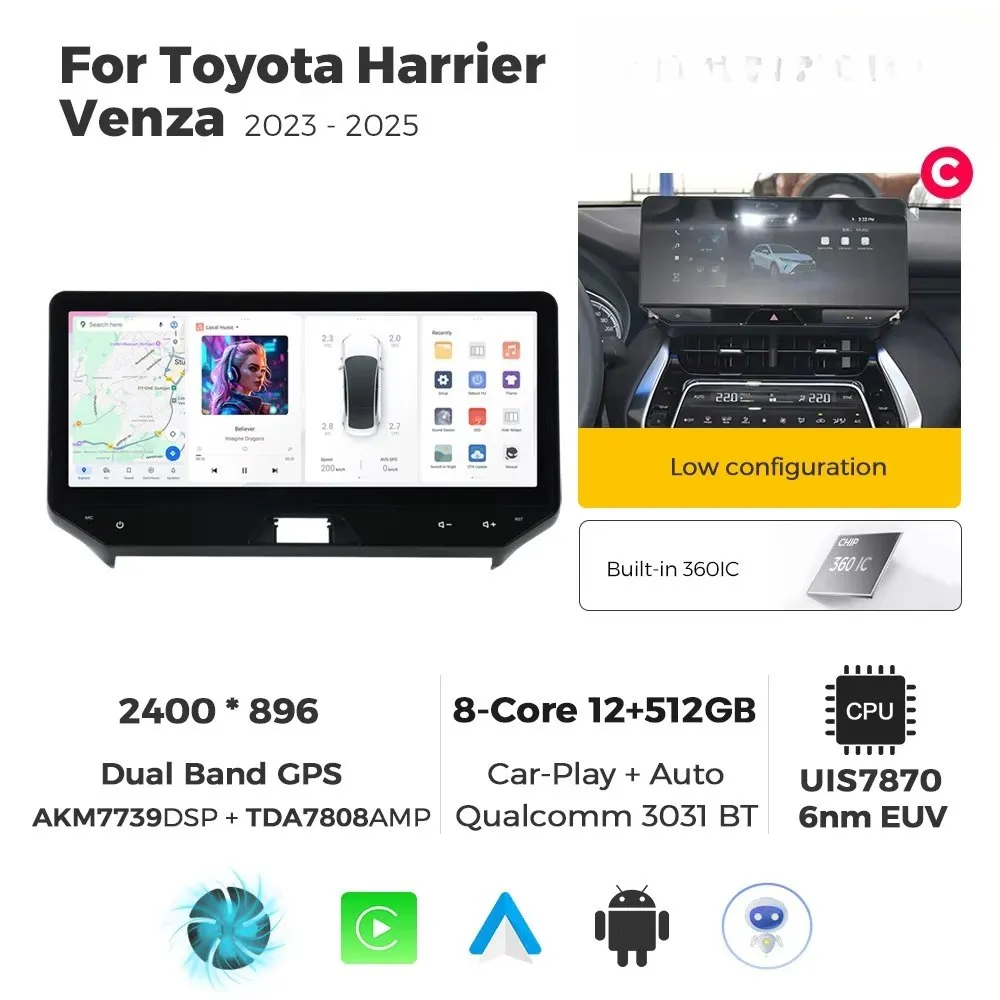 DUDU7 Car Radio Headunit Support 360 Panoramic Cam FM DSP Screen for 12.3 Inch Harrier Venza 2022 to Present  Cooling Fan view 4
