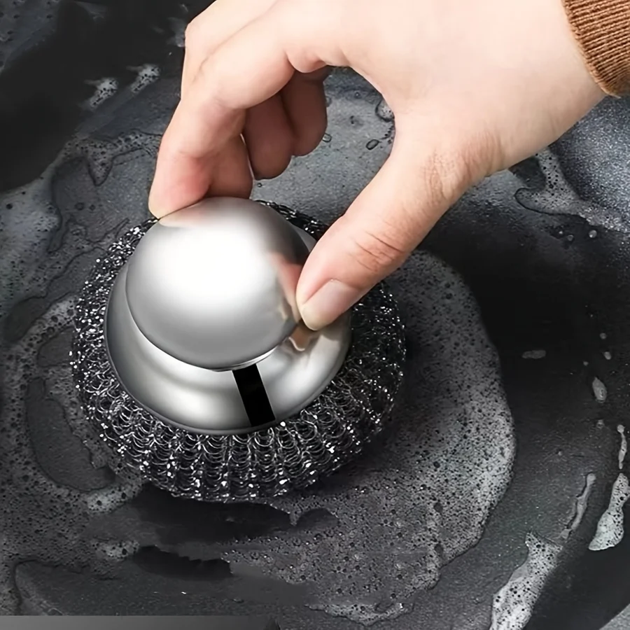 Kitchen pot brush, manual type, spherical brush head, ergonomic handle, suitable for dishwashing, household kitchen supplies.