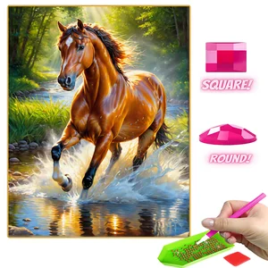 Diamantmalerei Kit für Kinder, Tierlandschaft, vollständige Strasssteine, Mosaik, Kreuzstich, Stickerei, Heimdekoration, handgefertigtes Geschenk 8 Hauptverkaufstische mit Pferdebildern - №6