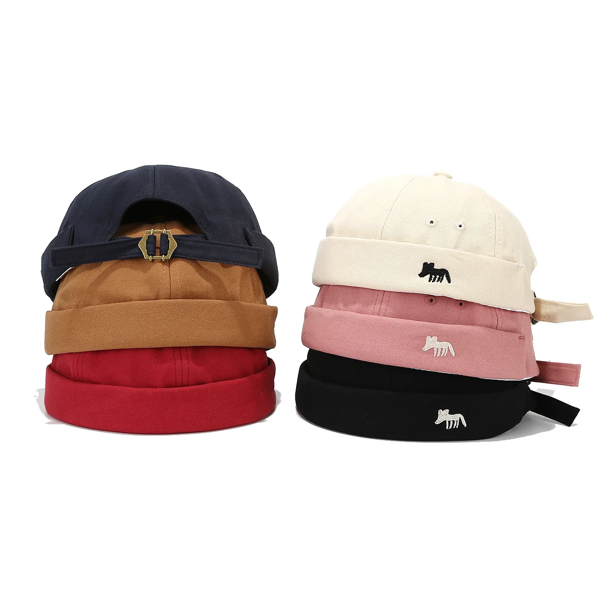 Vintage Docker Cap Without Visor Beanie Hip hop Skullcap Solid color Hat Unisex Summer Spring Adjustable Fox  Cotton Bonnet